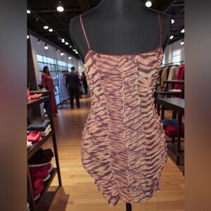 Urban Outfitters Ruched Mesh Cami Mini Dress Y2K Brown Size S/P